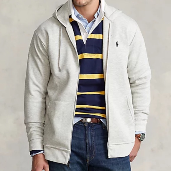Ralph Lauren Big And Tall Double Knit Full Zip Hoodie in Heather